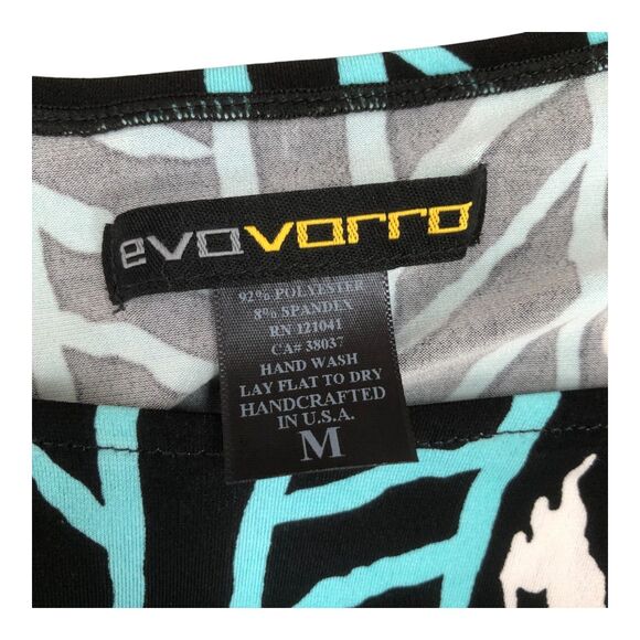 Evo Vorro Shift Tunic Dress Abstract Print Artsy Cold Shoulder Long Sleeve Top M - Picture 5 of 7